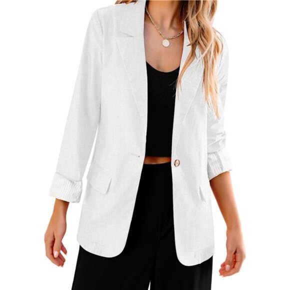 Women's Lightweight Linen Blazer, Business Casual, Dressy Work Jacket, Spring